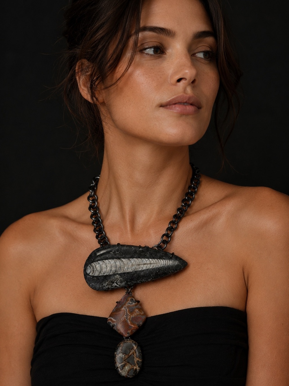Iconic Kelly Wearstler Statement Piece, Orthoceras Fossil & Septarian Necklace